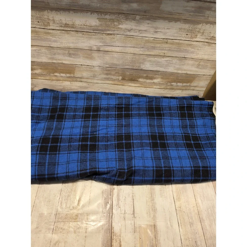 Blue Black Plaid Woven Fabric 64